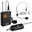 Load image into Gallery viewer, TONOR TW621 UHF Wireless Microphone System with Headset Mic/Lavalier Lapel Mic, Recording Live Performance PA Speaker