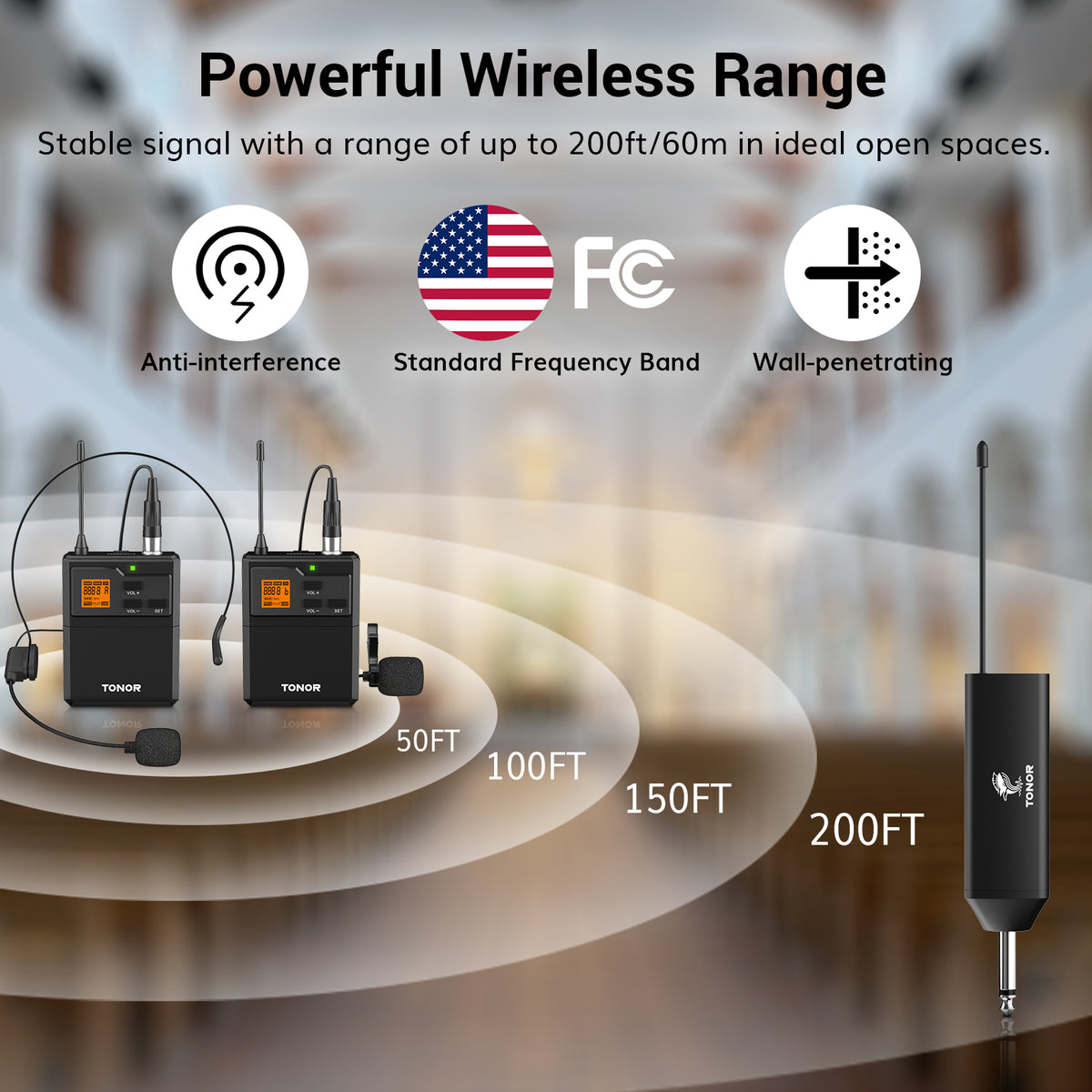 TW632 UHF Wireless Microphone System with Dual Headset Microphones