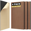 Laden Sie das Bild in den Galerie-Viewer, TONOR 2 Pieces Wood Slat Panels, 48" x 24" 3D Grooved Living Room Wood Adhesive Acoustic Panels