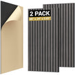 Laden Sie das Bild in den Galerie-Viewer, TONOR 2 Pieces Wood Slat Panels, 48" x 24" 3D Grooved Living Room Wood Adhesive Acoustic Panels