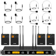Load image into Gallery viewer, TONOR TW844 UHF Wireless Microphone System with Bodypack Transmitter, 4*10 Channels, 295ft Range