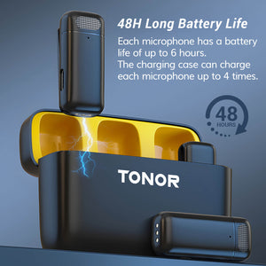 TONOR Wireless Lavalier Microphones for iPhone/ iPad/ Android Phone