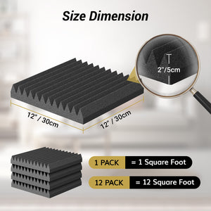 TONOR 12 Pack Self-Adhesive Acoustic Foam Panels, 3D Pyramid Designed Sound Panels