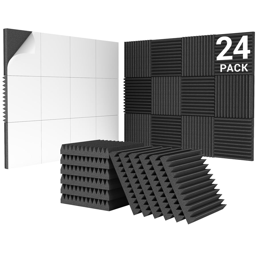 TONOR 12 Pack Self-Adhesive Acoustic Foam Panels, 3D Pyramid Designed Sound Panels