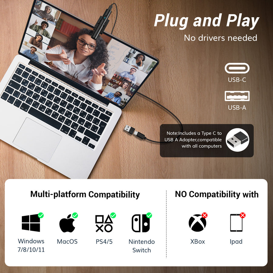 Usb Conference For Computer TM310 USB Conference Microphone for Laptop, Suitable for Video Call ...