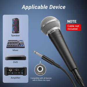 TONOR D58 Cardioid Dynamic Wired Vocal Microphone with Built-in Pop Filter and Spherical Grid