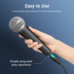 TONOR D58 Cardioid Dynamic Wired Vocal Microphone with Built-in Pop Filter and Spherical Grid