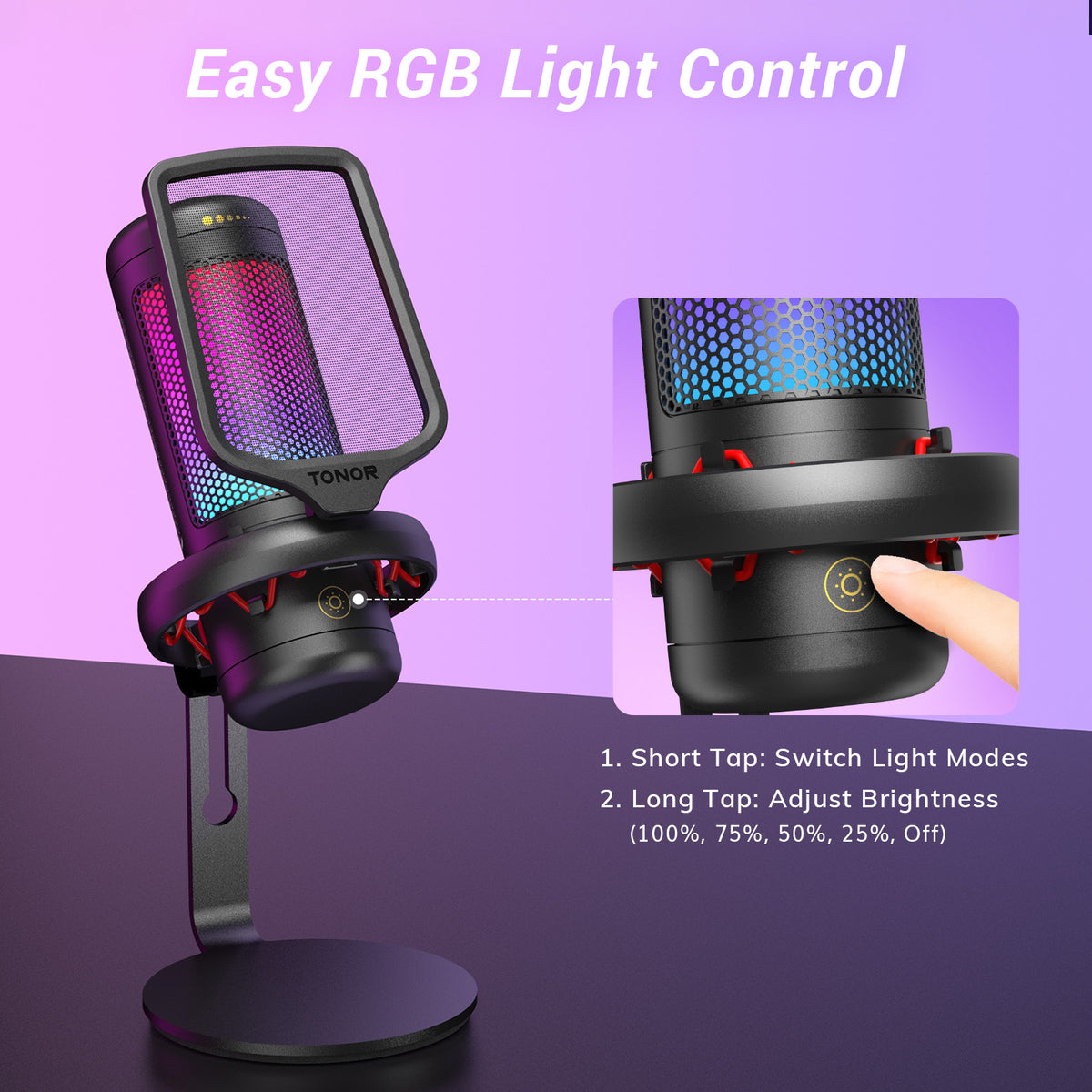 USB Microphone with RGB/Gain Control - TONOR