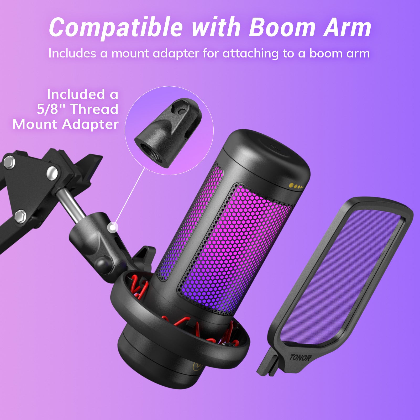 USB Microphone with RGB/Gain Control - TONOR