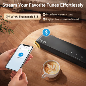 TONOR Smart TV Sound Bar for TV Speakers/PC/Mobile Phone, Works with HDMI ARC/Opt/AUX/USB