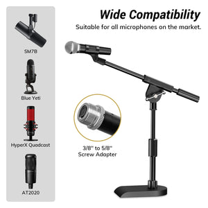 TONOR Adjustable Desktop Mic Stand for Blue Yeti, Weighted Base with Twist Clutch