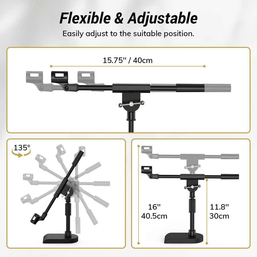 TONOR Adjustable Desktop Mic Stand for Blue Yeti, Weighted Base with Twist Clutch