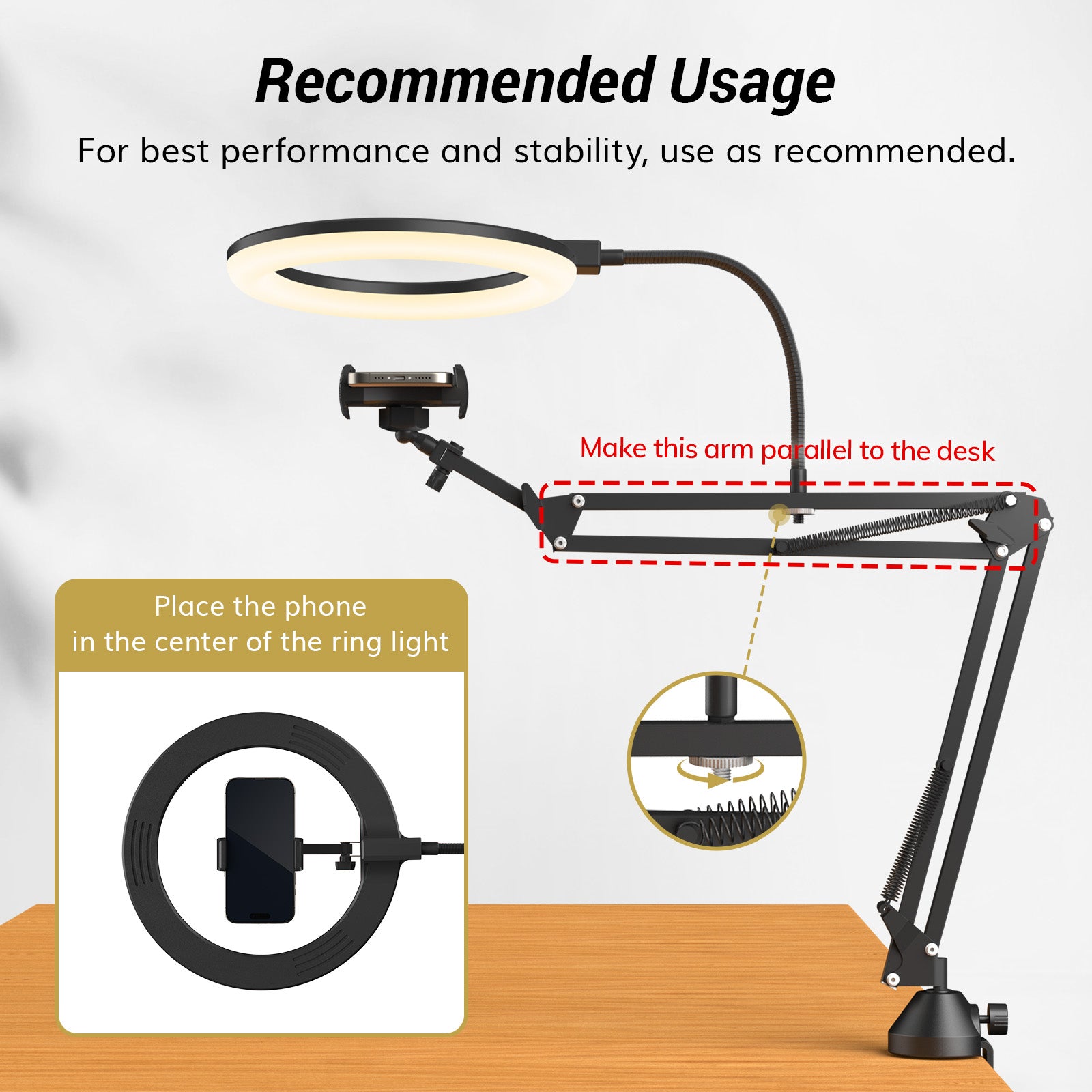 TRL20 Pro Overhead Ring Light Kit, 10" Ringlight with Heavy Duty Boom