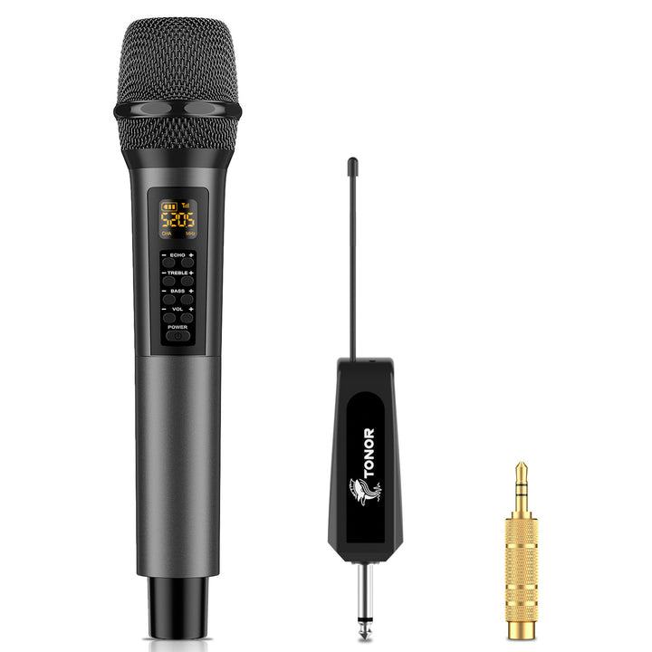 TONOR Wireless Microphone,Metal Dual Professional UHF Cordless Dynamic Mic  Handheld Microphone System for Home Karaoke, Meeting, Party, Church, DJ