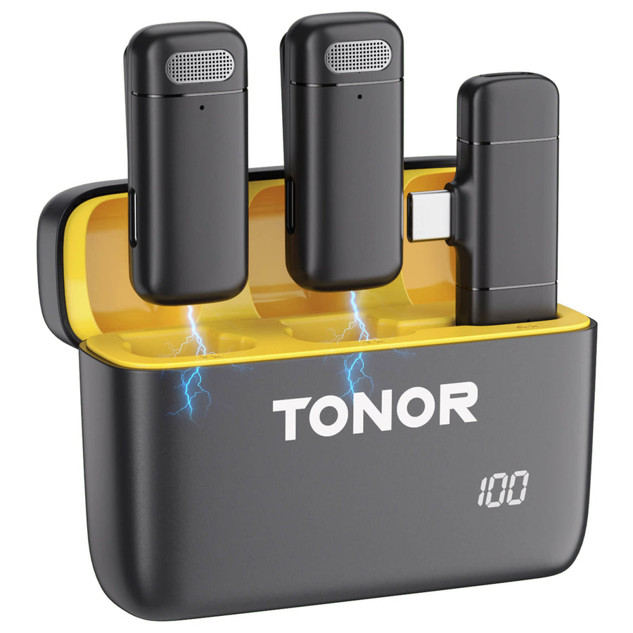 TONOR Wireless Lavalier Microphones for iPhone/ iPad/ Android Phone