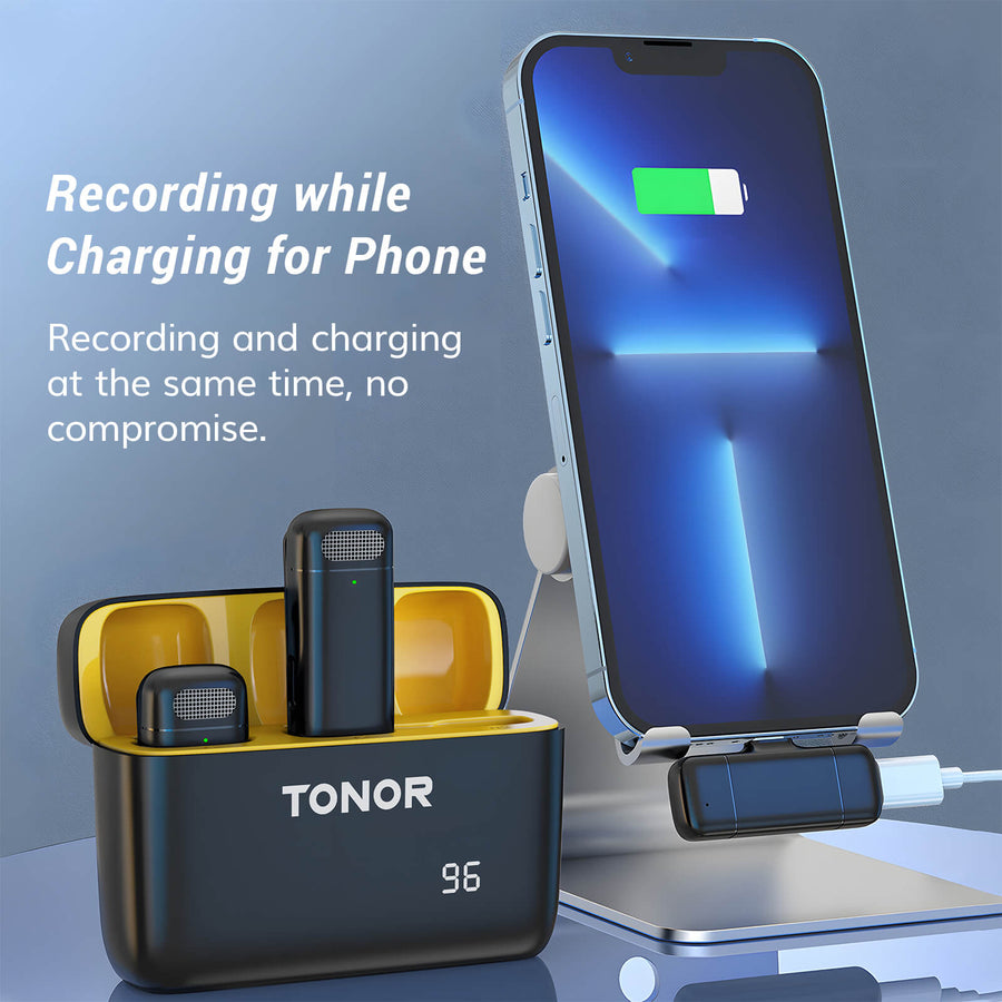 TONOR Wireless Lavalier Microphones for iPhone/ iPad/ Android Phone