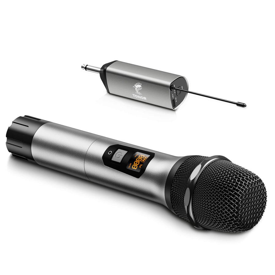 Wireless Microphone Systems, TONOR Professional Dual UHF Cordless Karaoke  Microphone Set TW350 Grey 