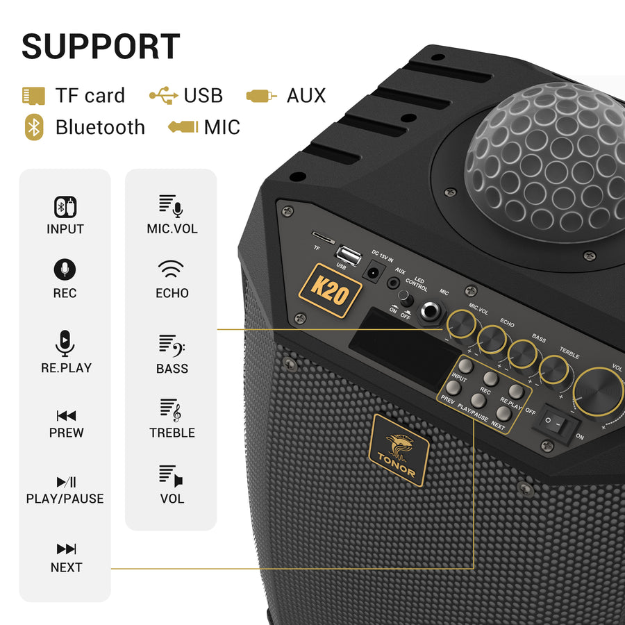  Karaoke Machine For Adults, TONOR Portable Bluetooth Speaker