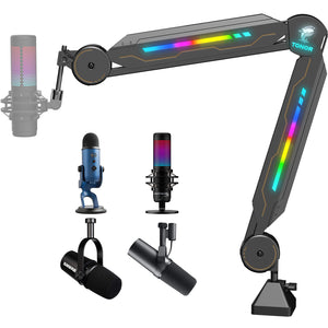 TONOR T90 RGB Mic Stand, Adjustable Boom Arm