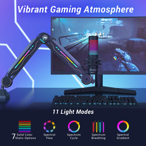 TONOR T90 RGB Mic Stand, Adjustable Boom Arm