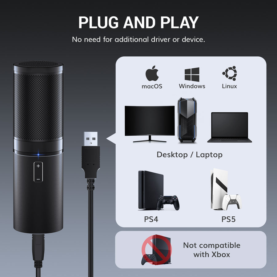 Micrófono para computadora / Conexión USB / Plug & Play
