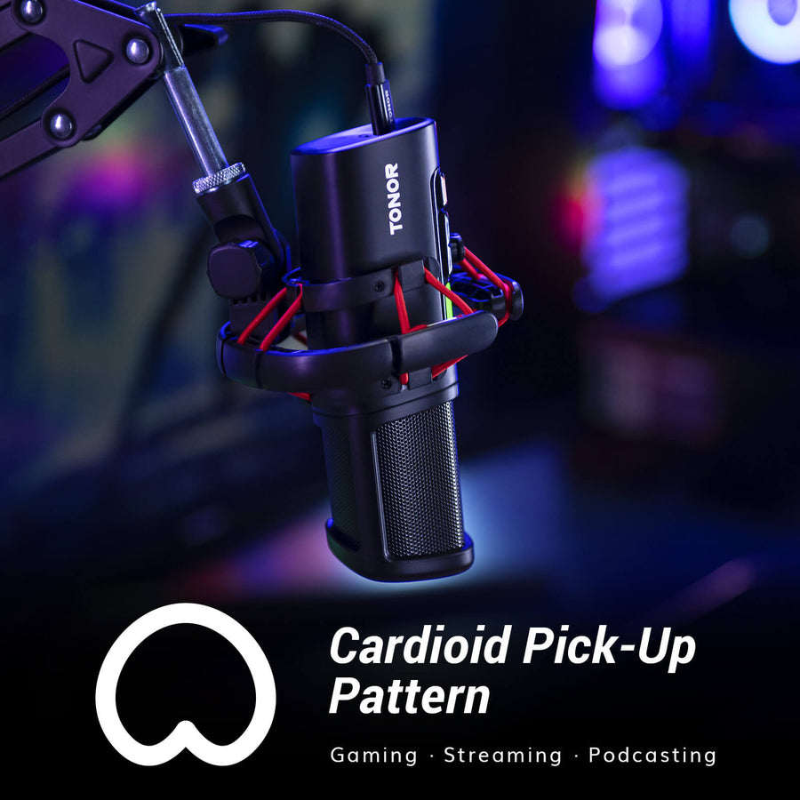 Micrófono Condensador Usb Cardioide Rgb Podcast Pc Gamer